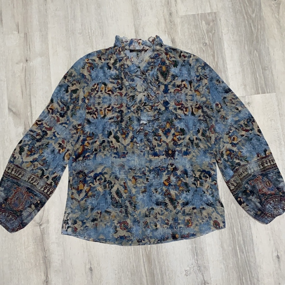 Kobi Halperin Silk Molly Ruffle Trimmed Printed Blouse - Picture 3 of 10
